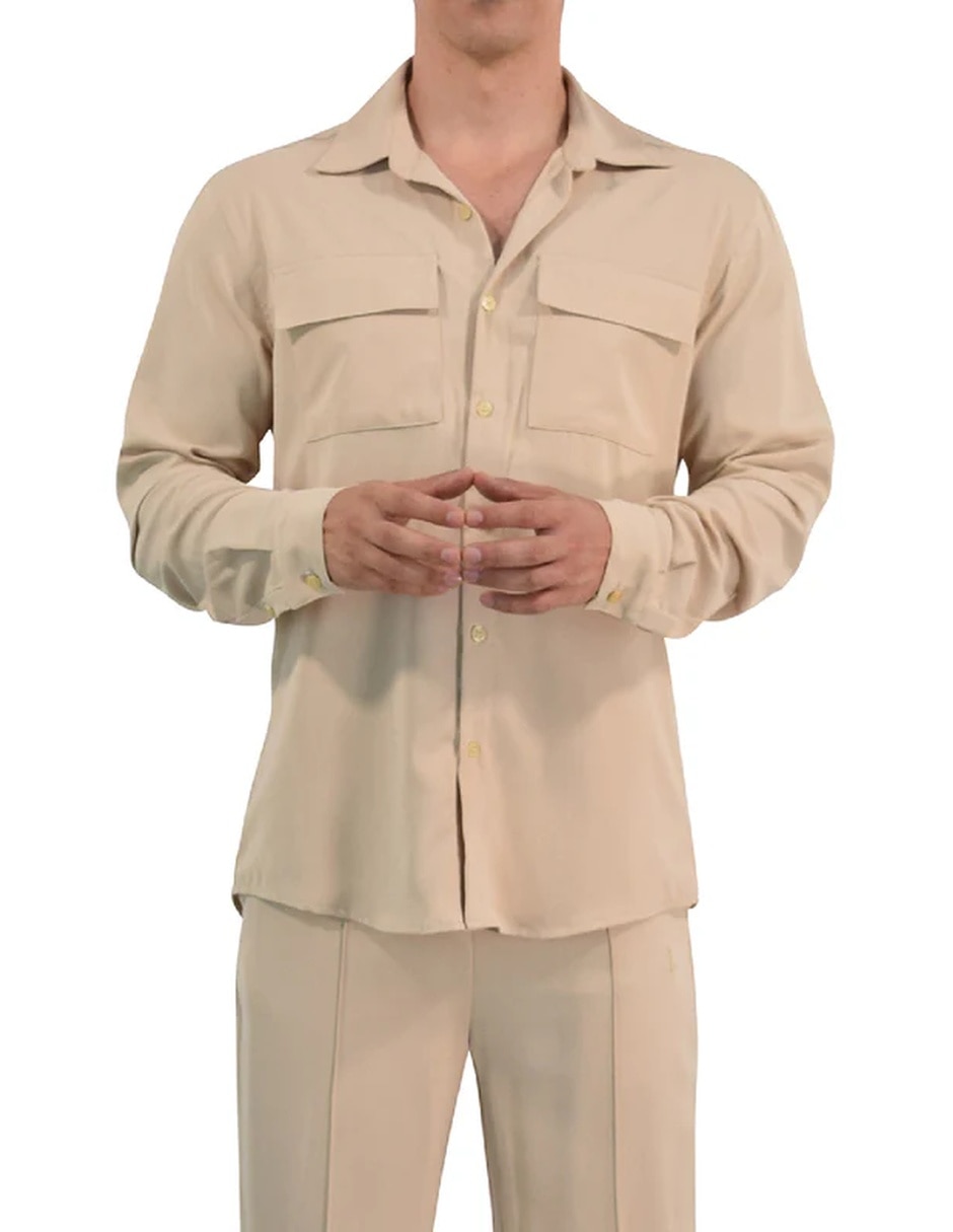 Camisa casual John Leopard manga larga para hombre