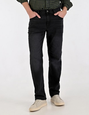Jeans straight lavado whisker para hombre