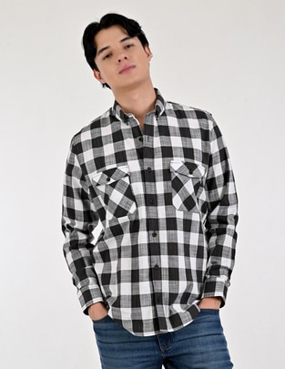 Camisa casual de algodón manga larga para hombre Camisa casual de algodón manga larga para hombre