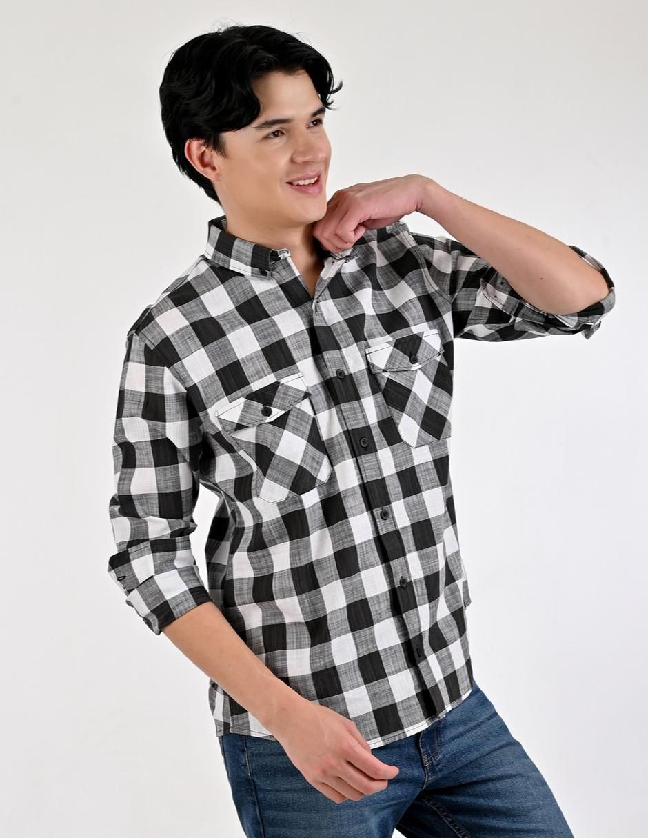 Camisa casual de algodón manga larga para hombre 5