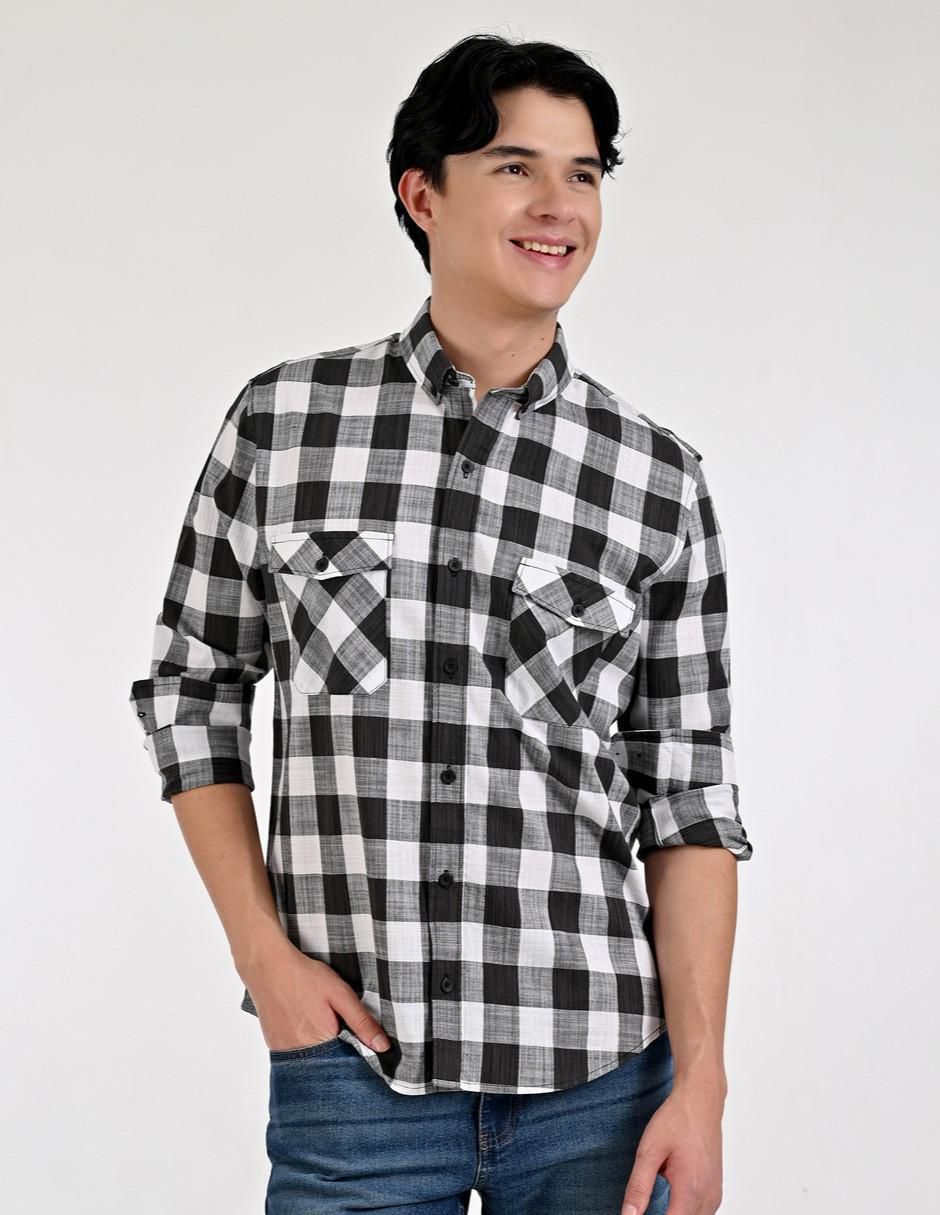 Camisa casual de algodón manga larga para hombre 2