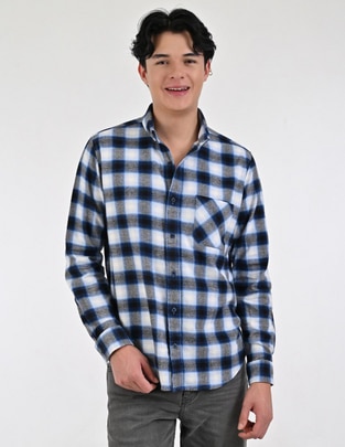 Camisa casual de algodón manga larga para hombre