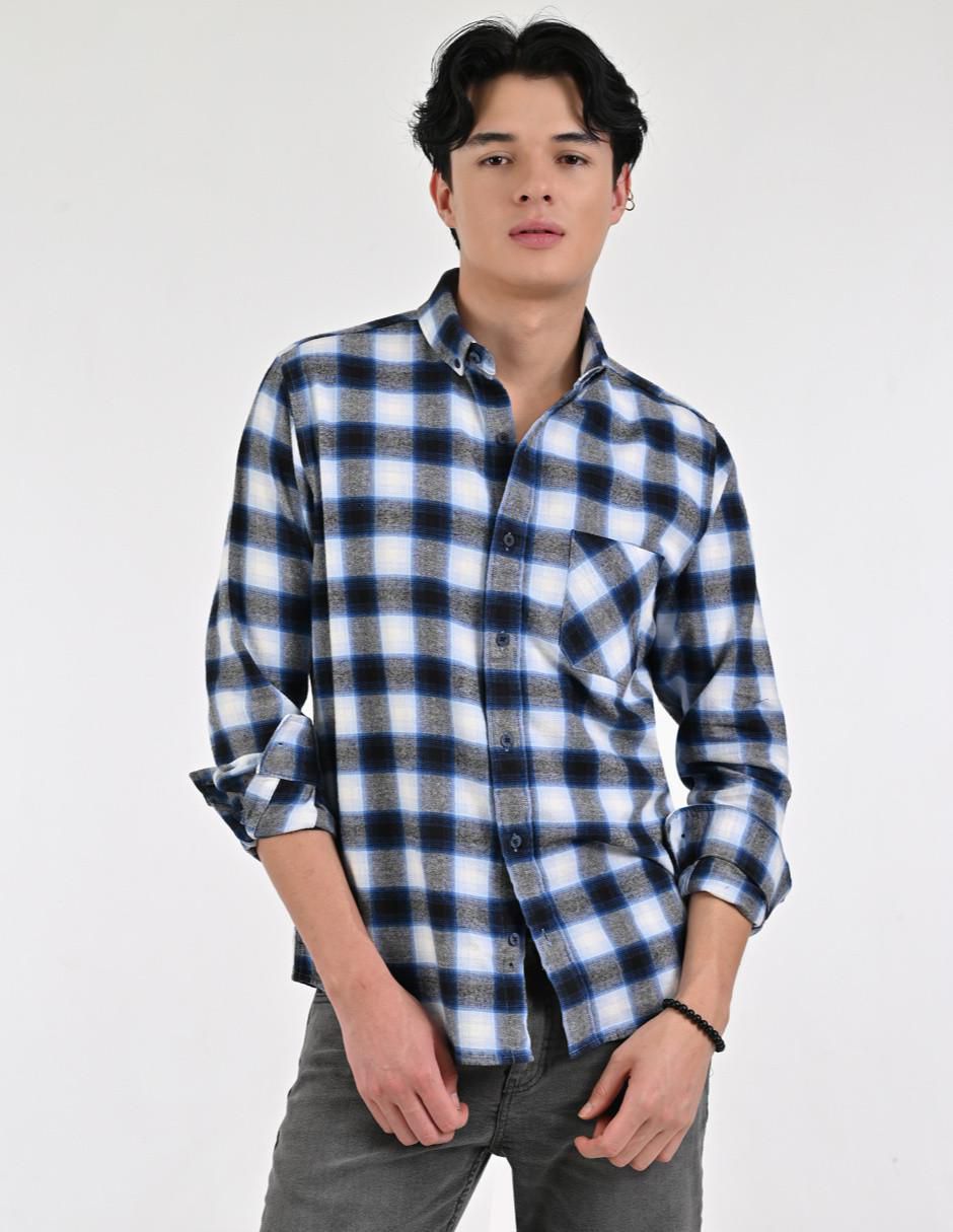 Camisa casual de algodón manga larga para hombre