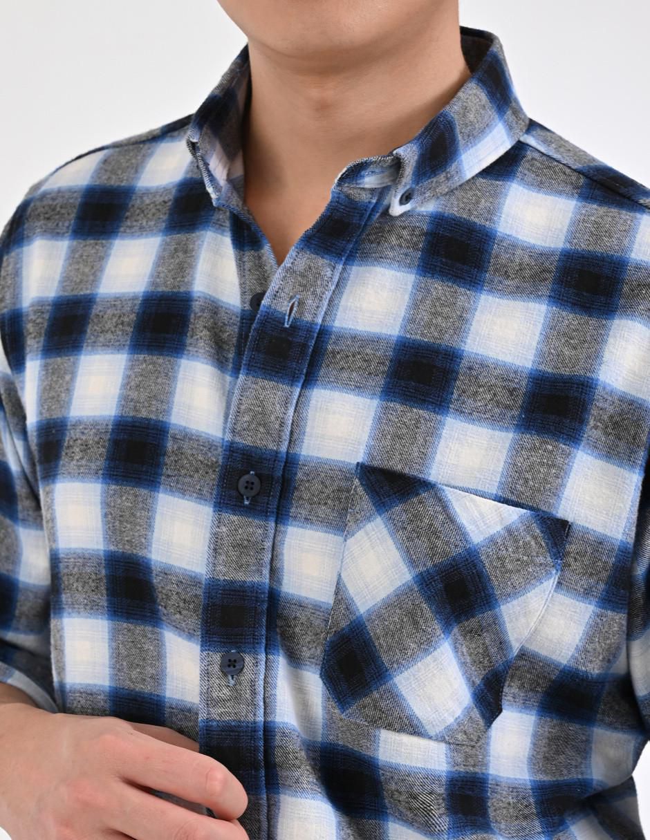 Camisa casual de algodón manga larga para hombre