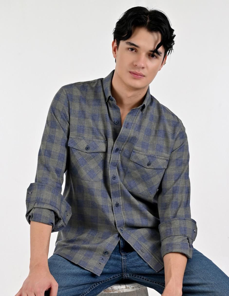 Camisa casual manga larga para hombre