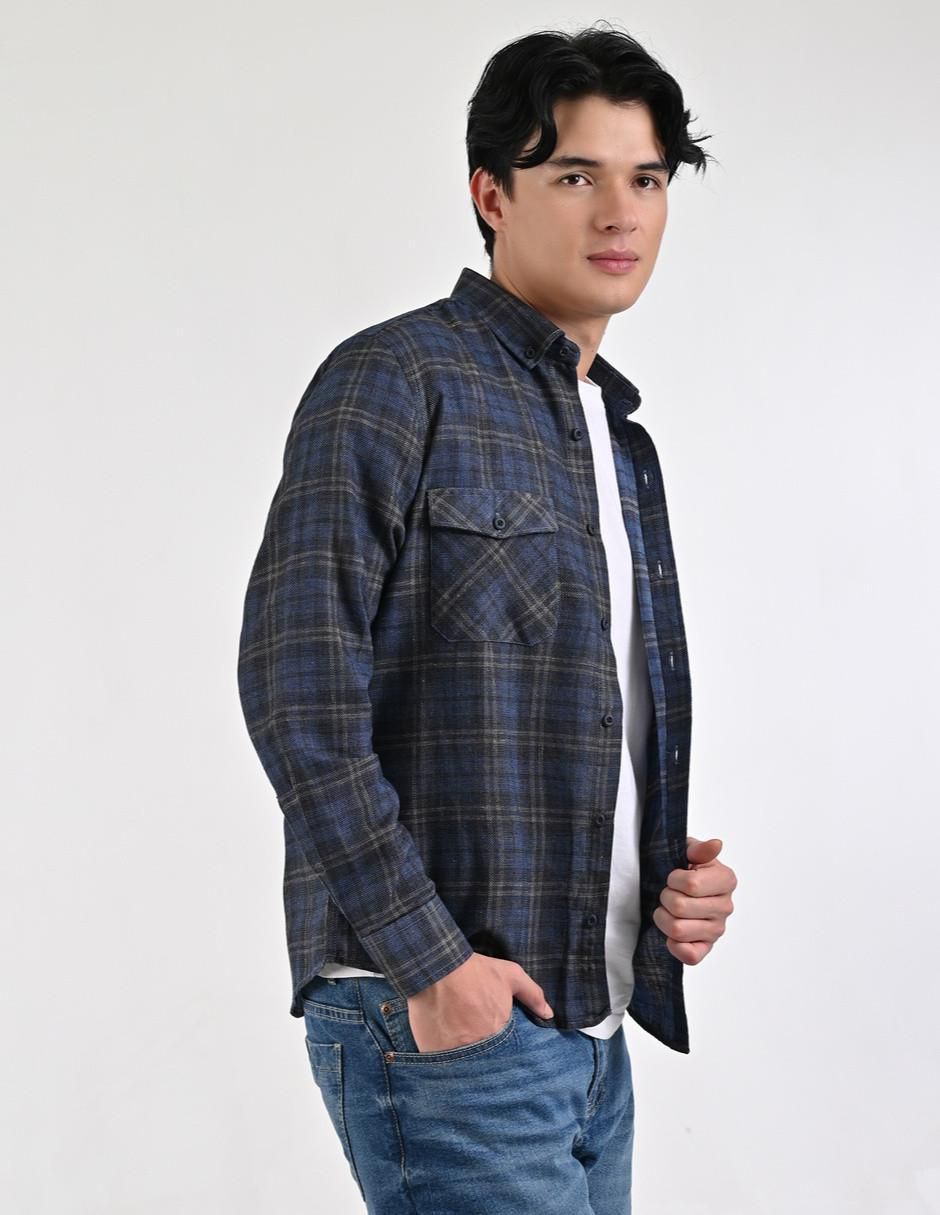 Camisa casual manga larga para hombre 5