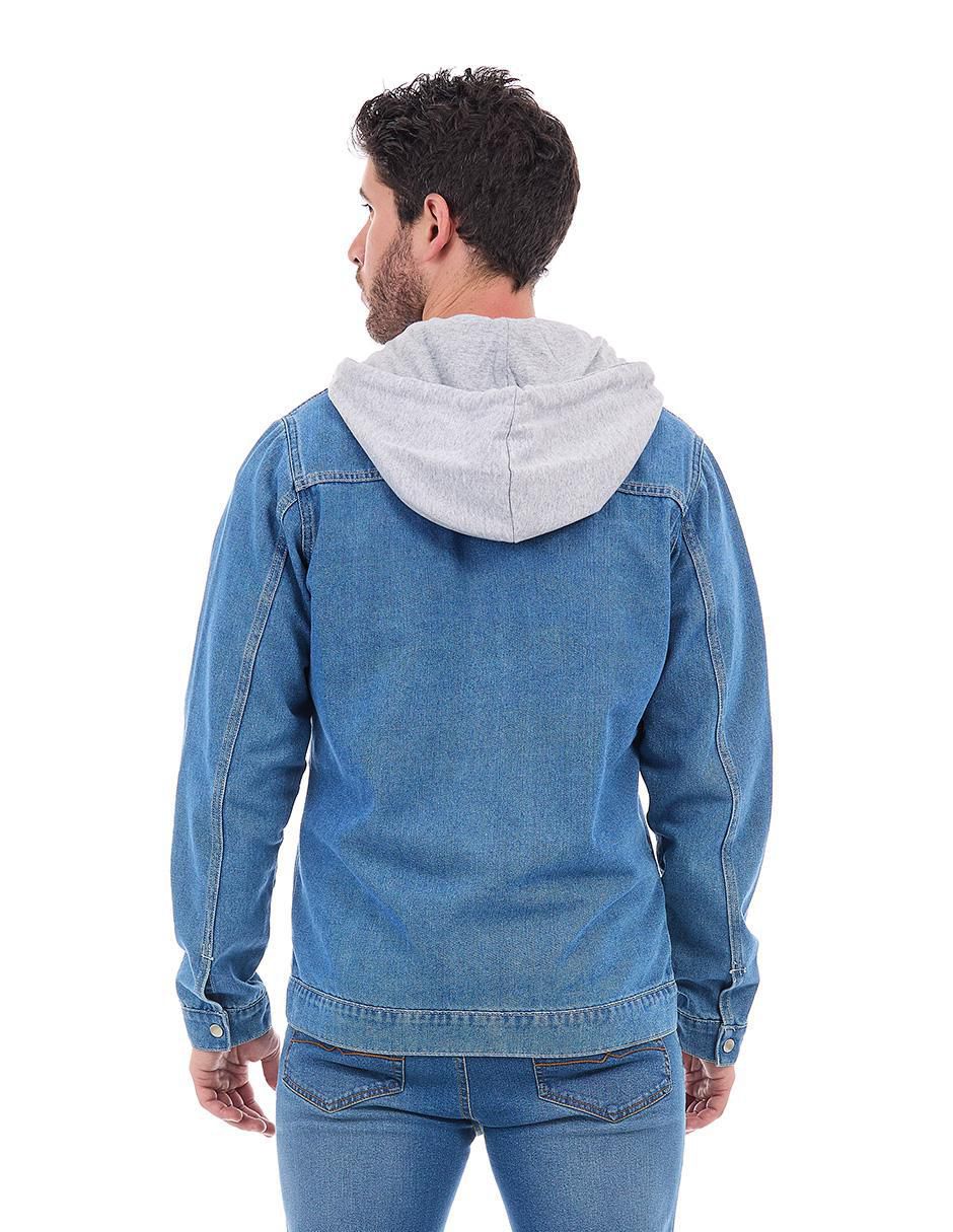 Chamarra denim Buffalo Jeans David Bitton de mezclilla capucha desmontable para hombre