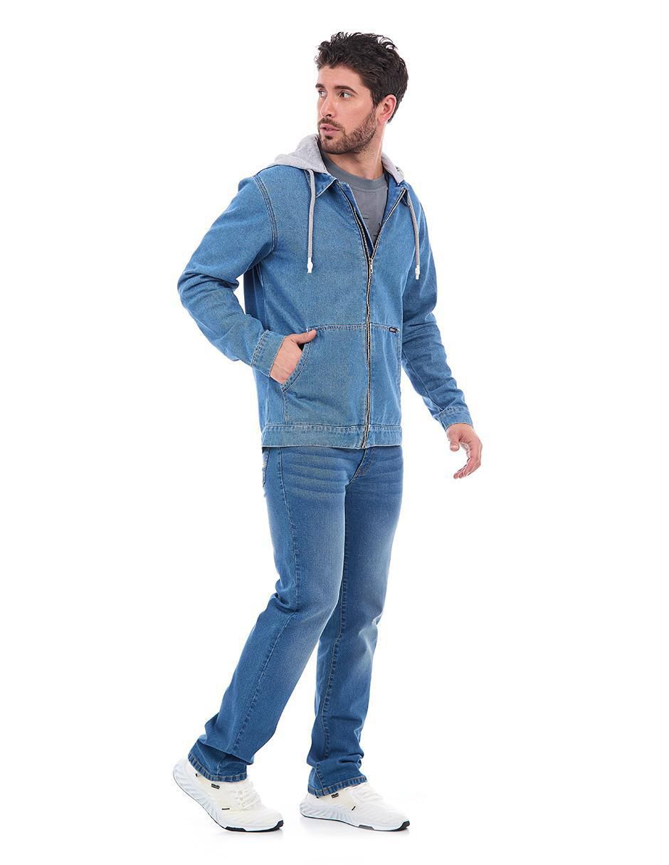 Chamarra denim Buffalo Jeans David Bitton de mezclilla capucha desmontable para hombre