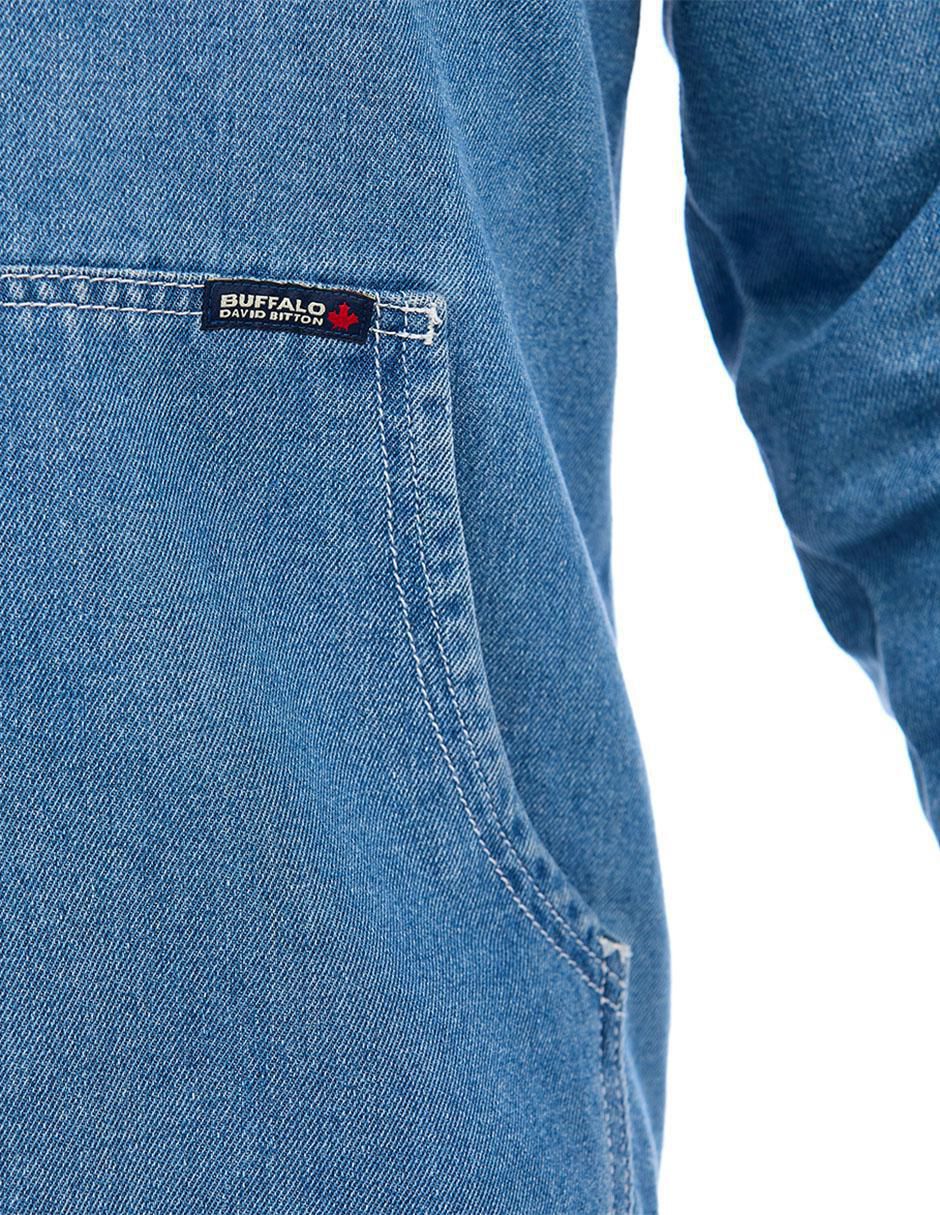 Chamarra denim Buffalo Jeans David Bitton de mezclilla capucha desmontable para hombre