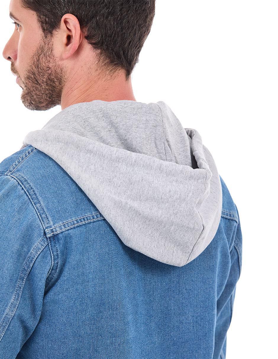 Chamarra denim Buffalo Jeans David Bitton de mezclilla capucha desmontable para hombre