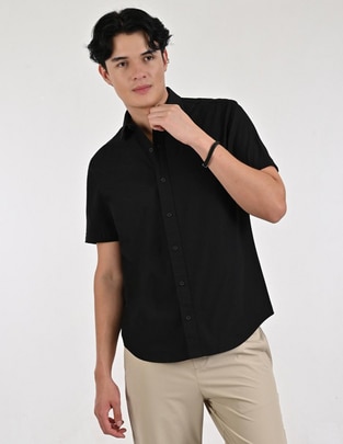 Camisa casual de algodón manga corta para hombre