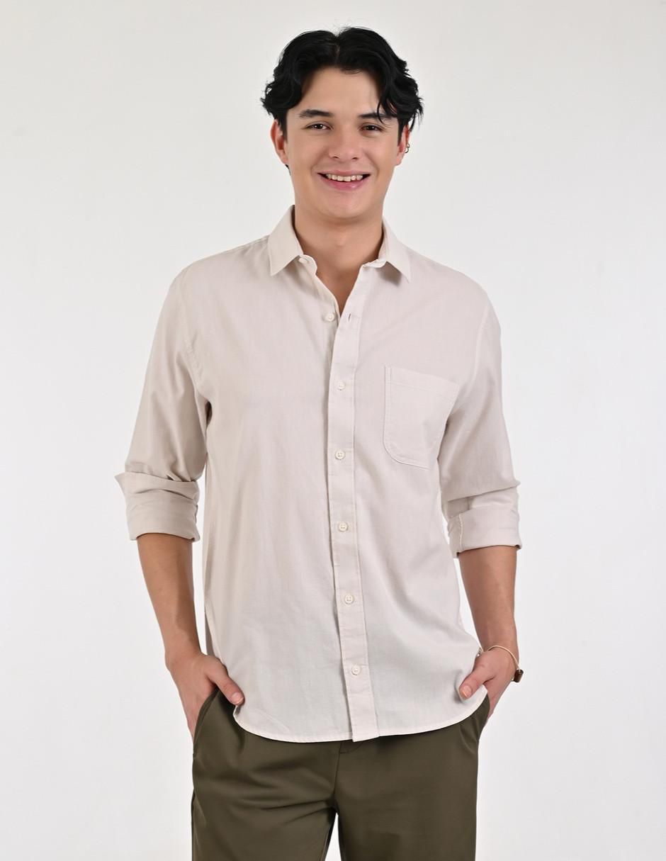 Camisa casual de algodón manga larga para hombre Camisa casual de algodón manga larga para hombre