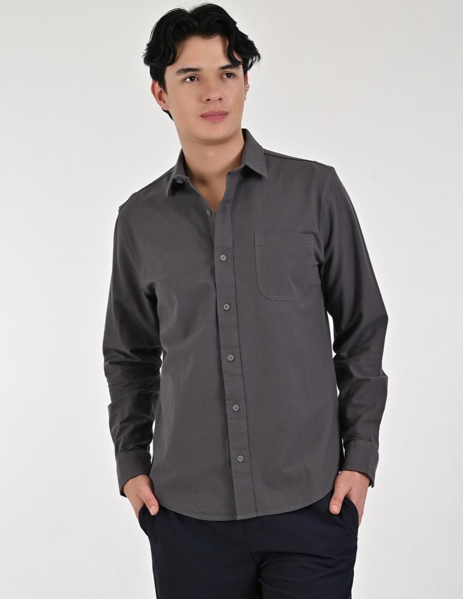 Camisa casual de algodón manga larga para hombre 1