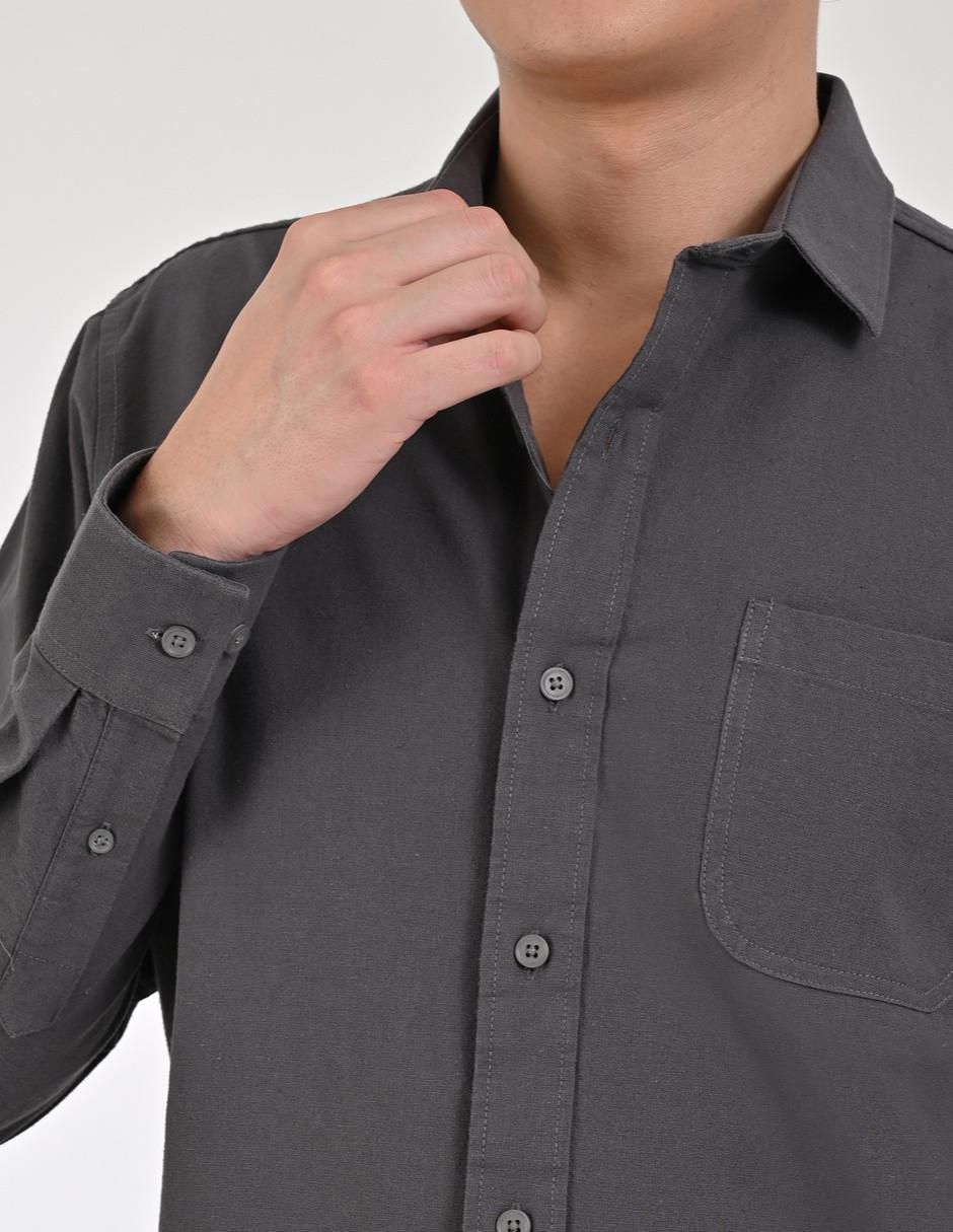Camisa casual de algodón manga larga para hombre 4