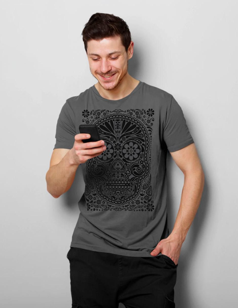 Playera Calavera Obsidiana cuello redondo para hombre 3