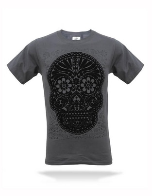 Playera Calavera Obsidiana cuello redondo para hombre