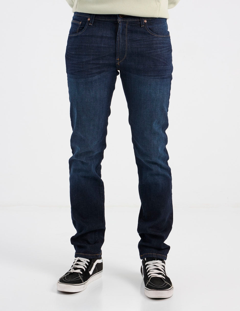 Jeans slim lavado obscuro para hombre 1