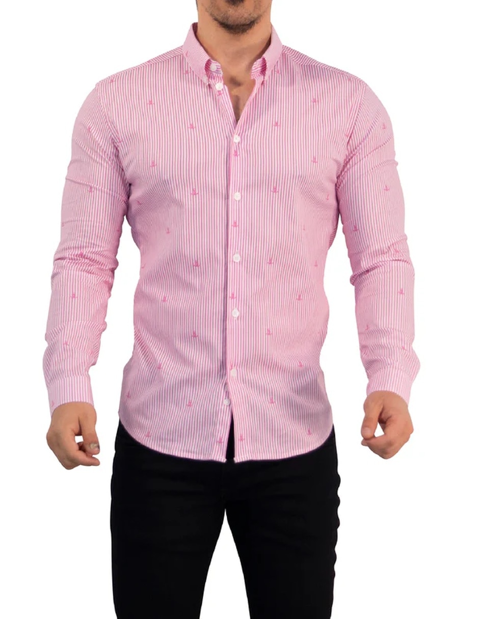 Camisa casual de algodón manga larga para hombre