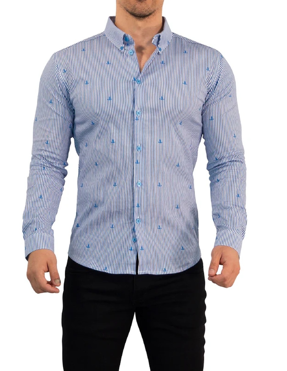 Camisa casual de algodón manga larga para hombre