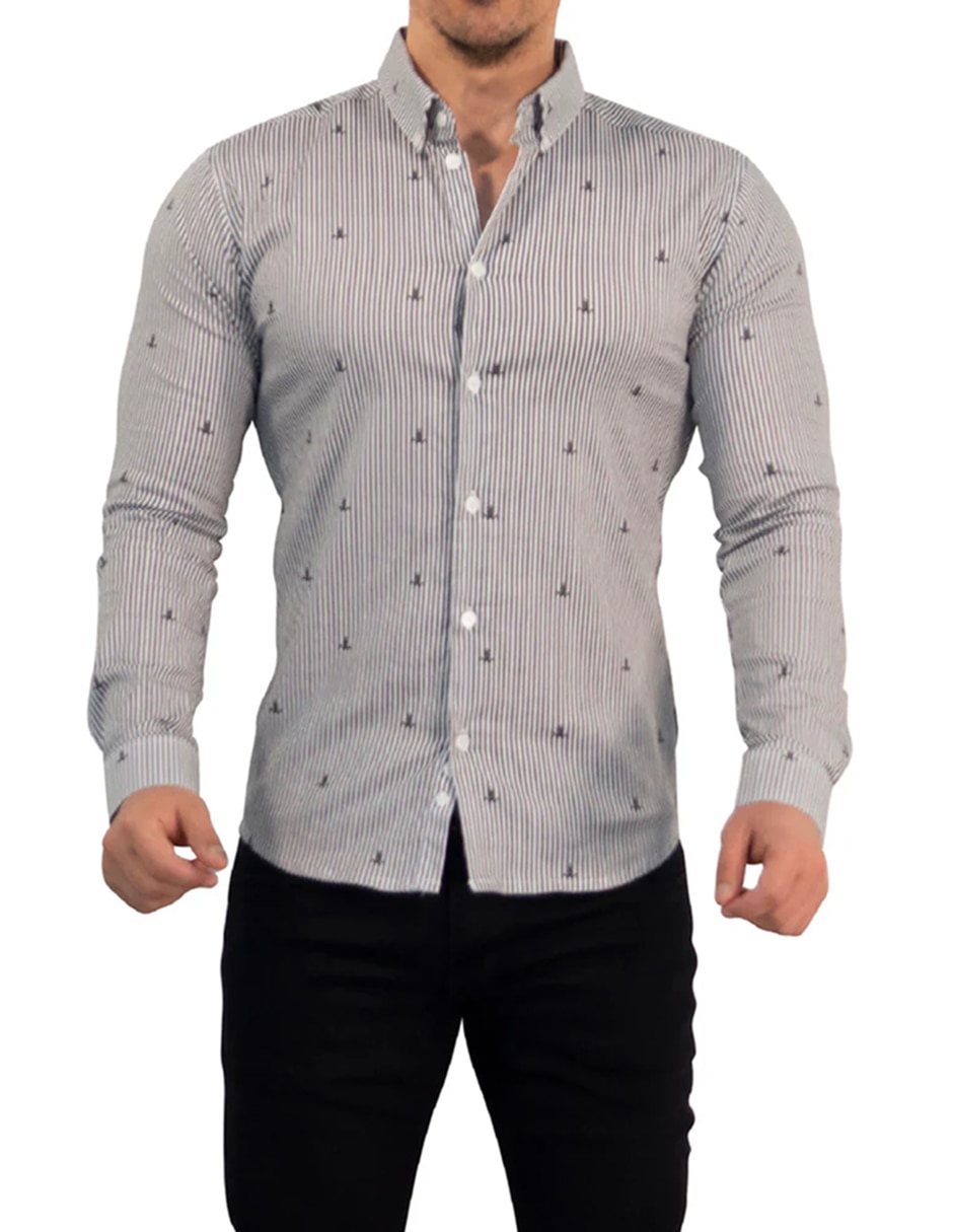 Camisa casual de algodón manga larga para hombre