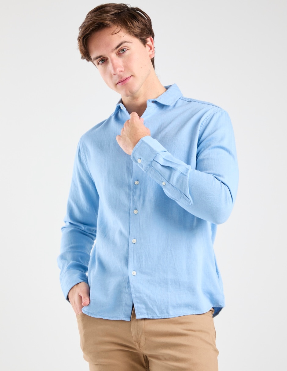 Camisa casual de algodón manga larga para hombre Camisa casual de algodón manga larga para hombre