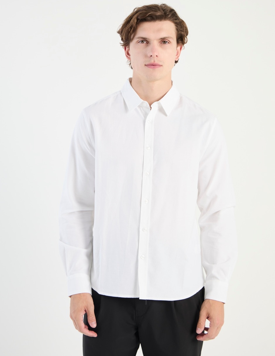 Camisa casual de algodón manga larga para hombre Camisa casual de algodón manga larga para hombre
