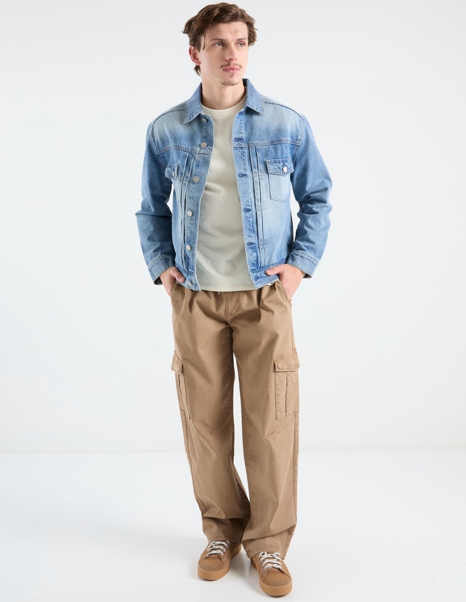Pantalón casual cargo straight de algodón para hombre 3