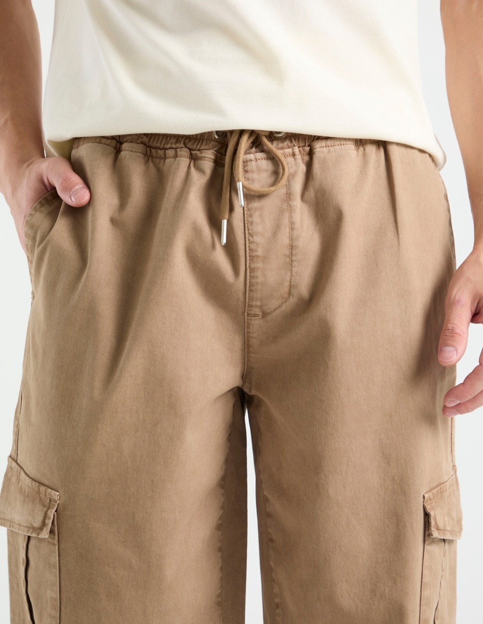 Pantalón casual cargo straight de algodón para hombre 4