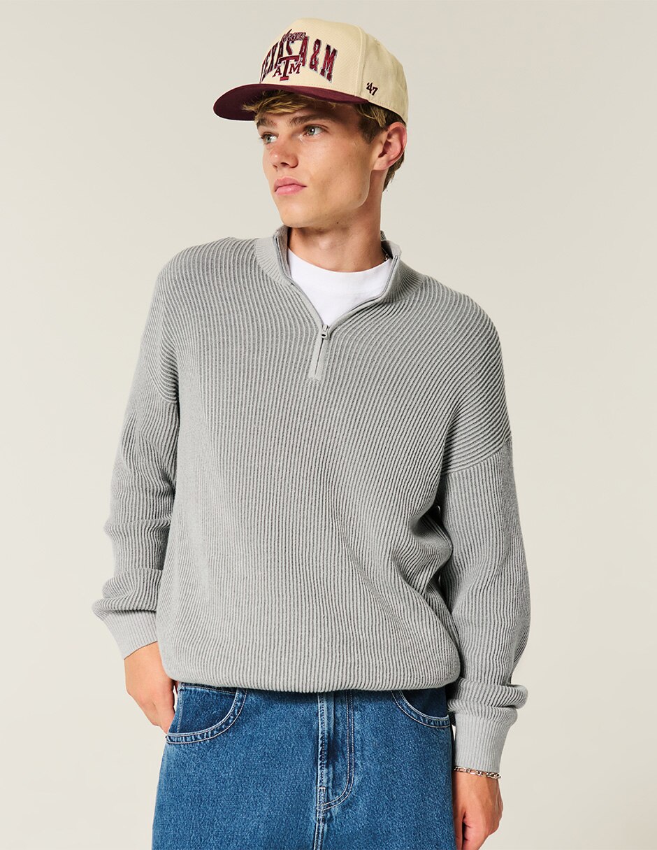 Suéter cuello con cierre para hombre