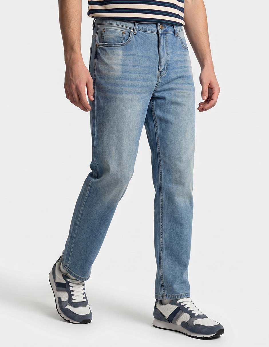 Jeans slim lavado claro para hombre
