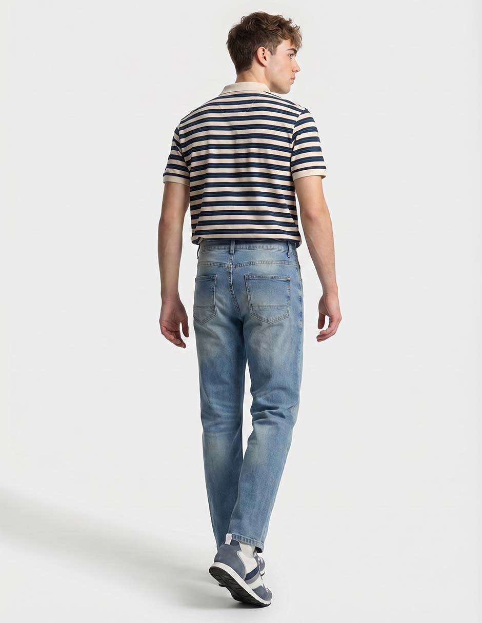 Jeans slim lavado claro para hombre