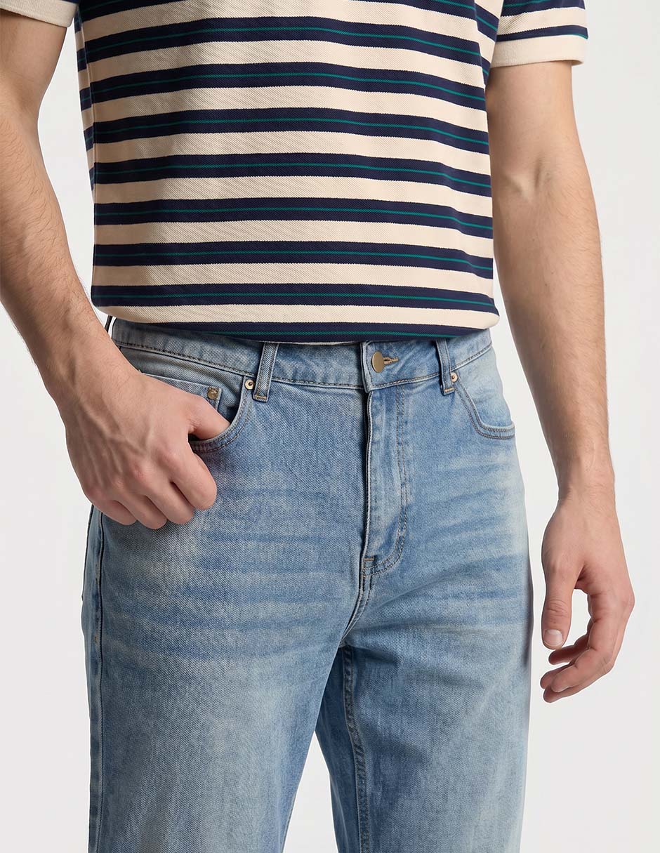 Jeans slim lavado claro para hombre