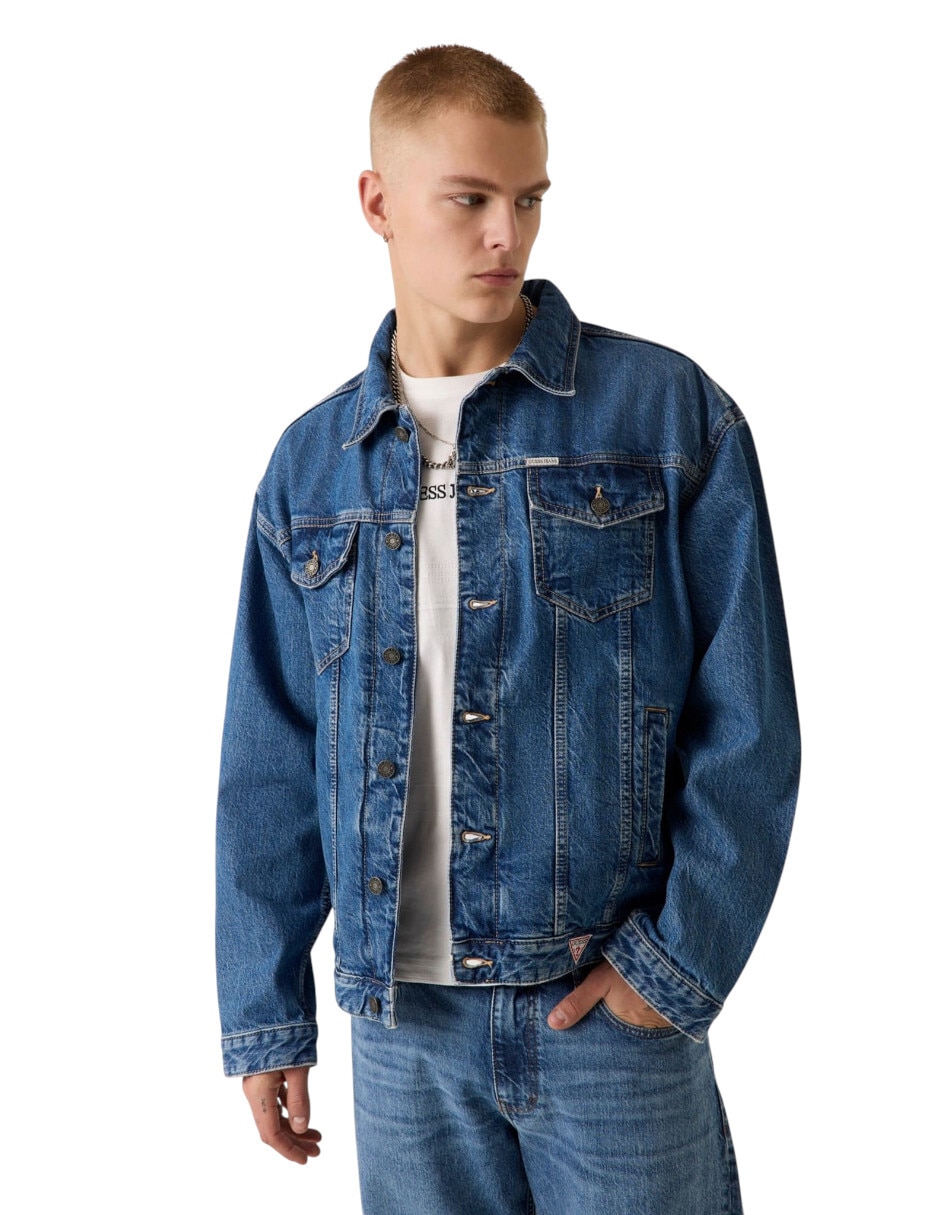 Chamarra denim con bolsillos para hombre Chamarra denim con bolsillos para hombre