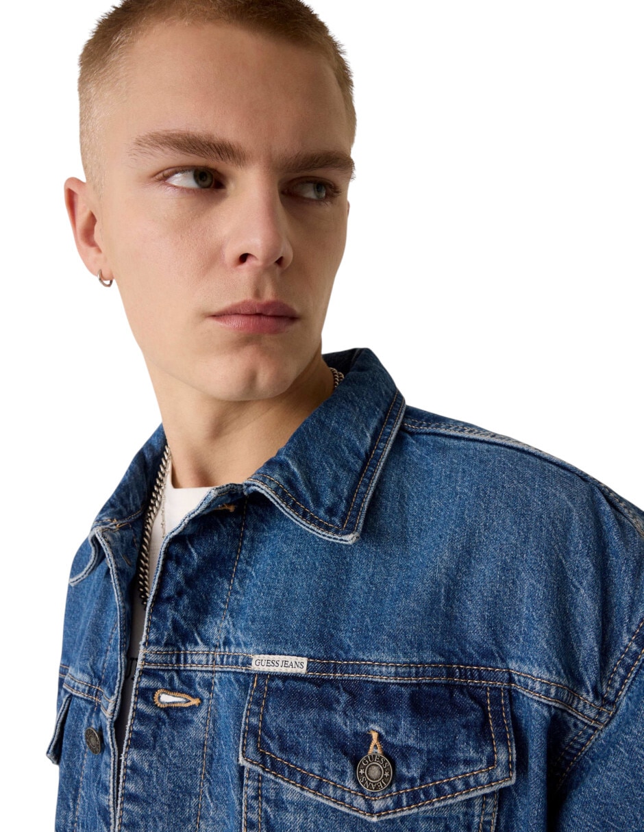 Chamarra denim con bolsillos para hombre 3