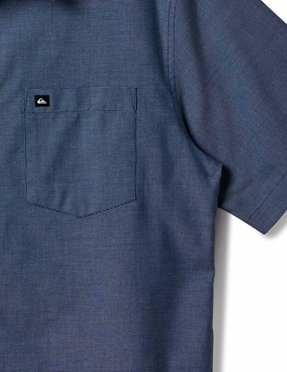 Camisa/sobrecamisa casual de mezcla de materiales manga corta para hombre 2