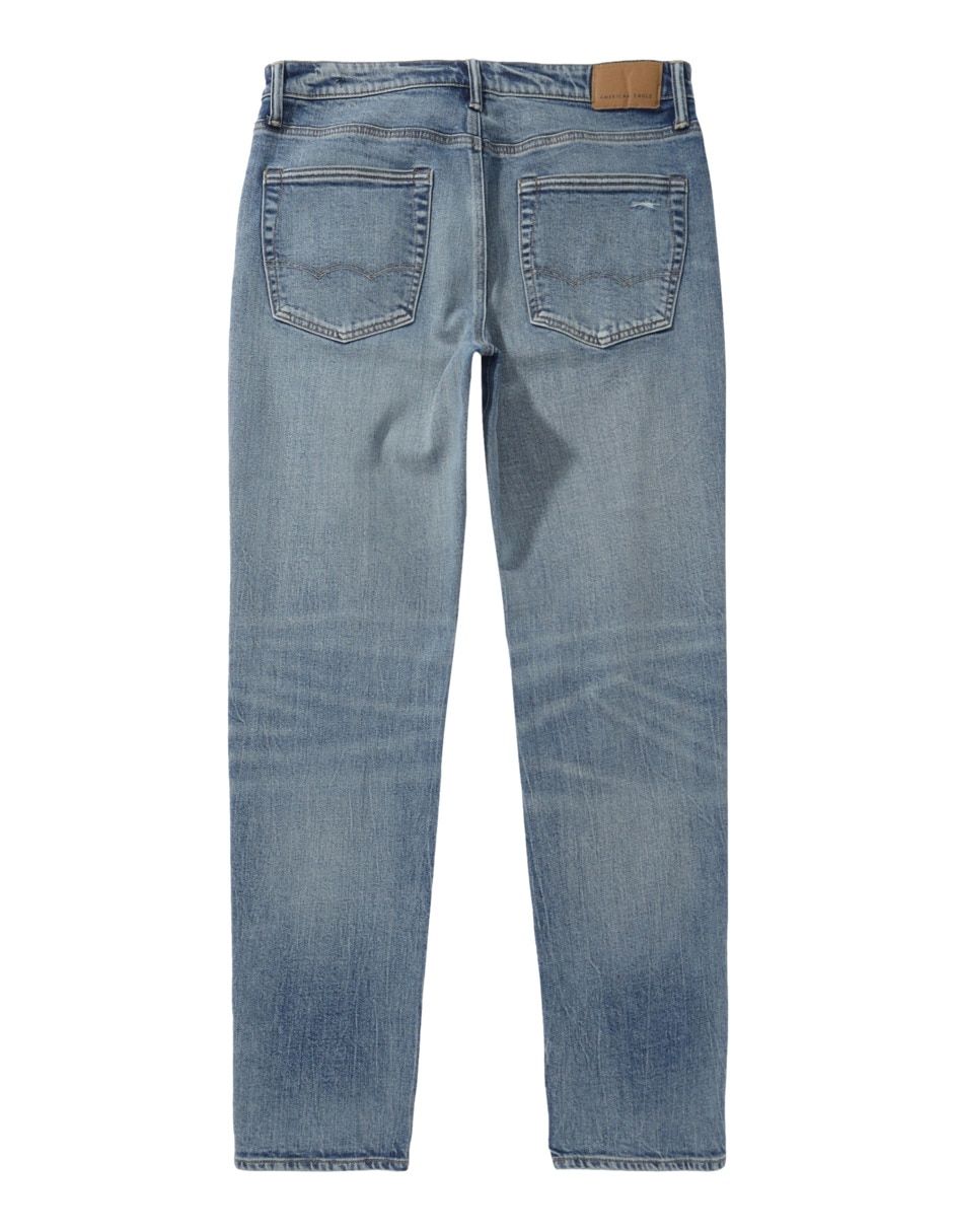 Jeans straight lavado destruido para hombre 4