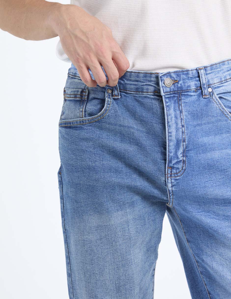 Jeans skinny lavado claro para hombre 4