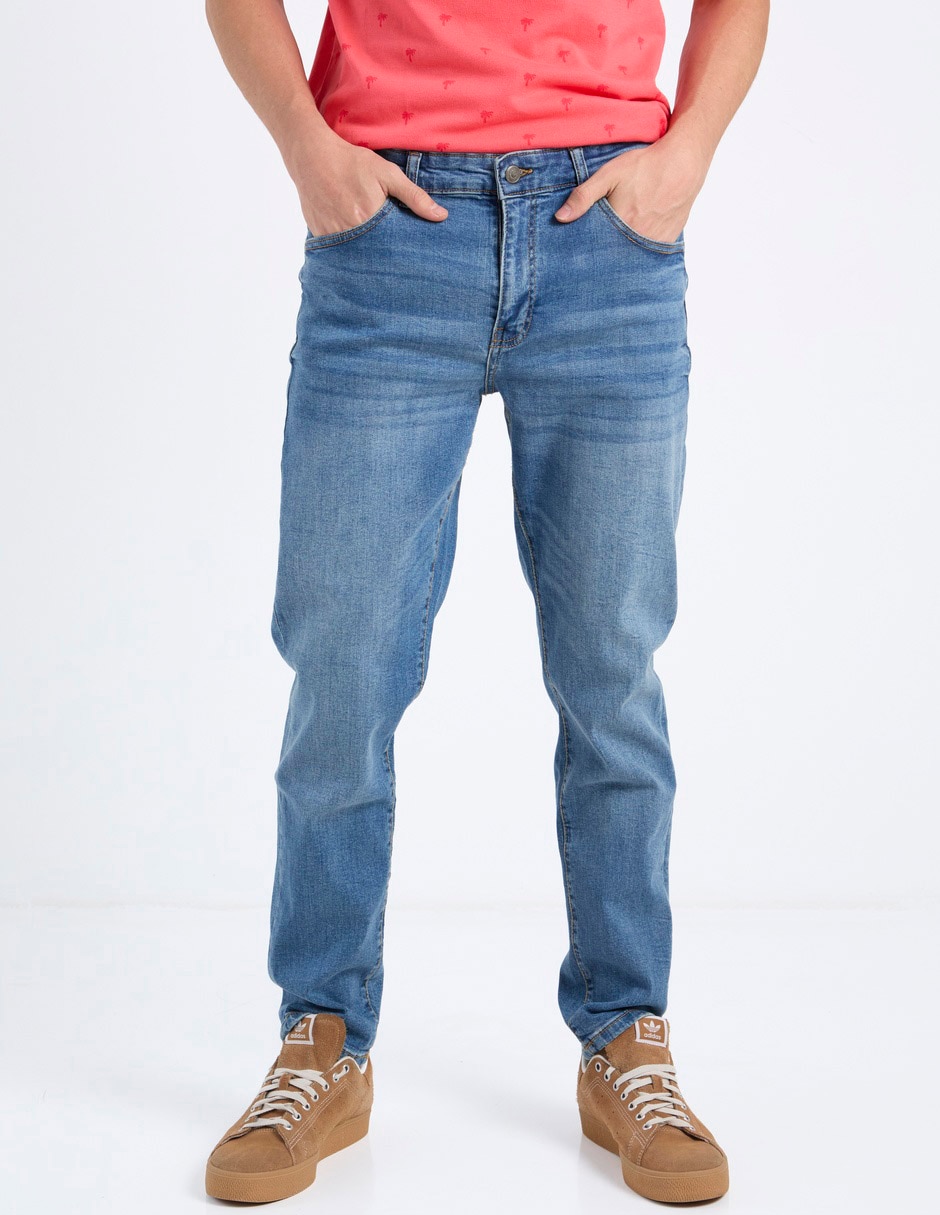 Jeans slim lavado claro para hombre