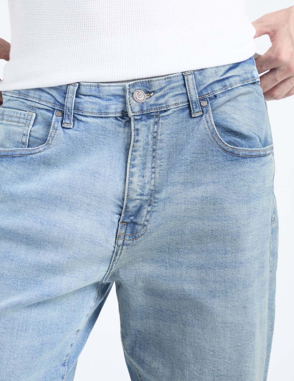 Jeans skinny lavado claro para hombre 4
