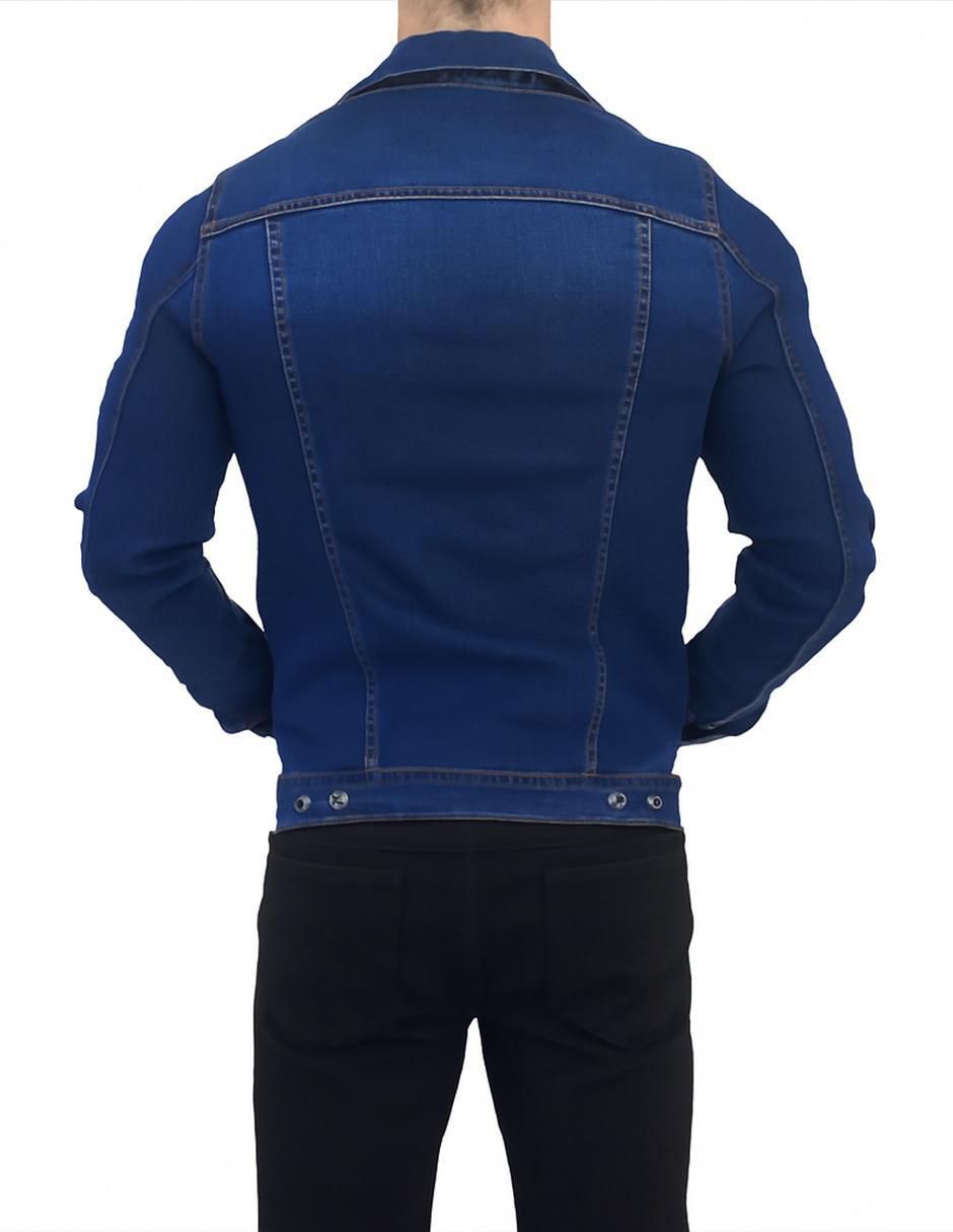 Chamarra denim John Leopard de mezclilla con bolsillos para hombre