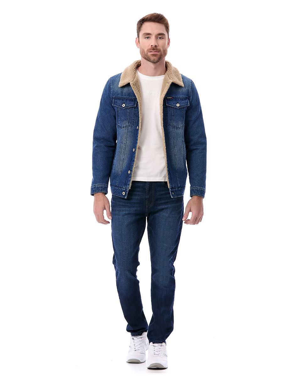 Chamarra casual de mezclilla con bolsillos para hombre 5