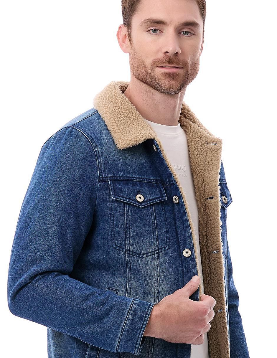Chamarra casual de mezclilla con bolsillos para hombre