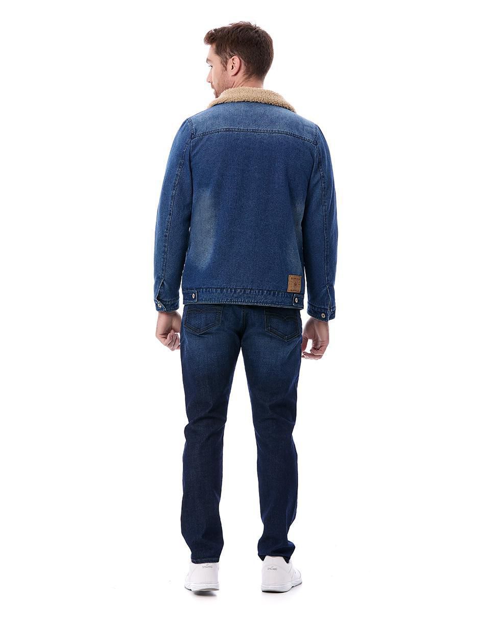Chamarra casual de mezclilla con bolsillos para hombre
