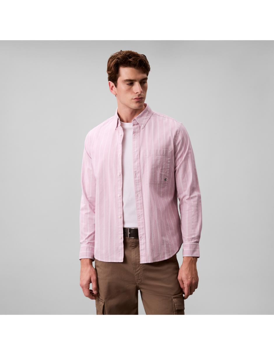 Camisa casual de algodón manga larga para hombre