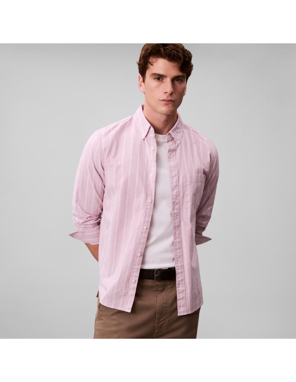 Camisa casual de algodón manga larga para hombre