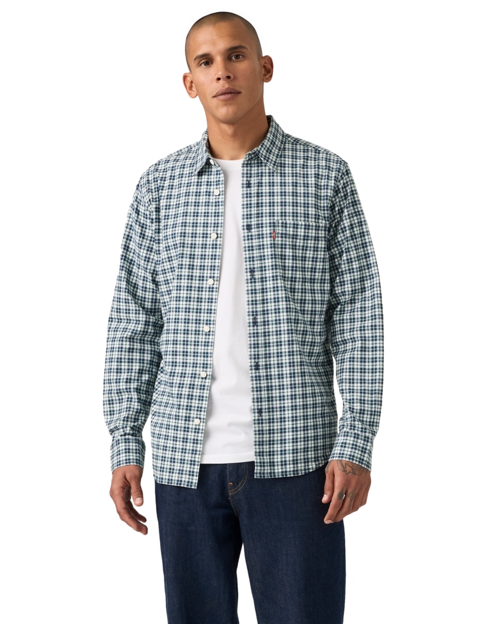 Camisa casual de algodón manga larga para hombre