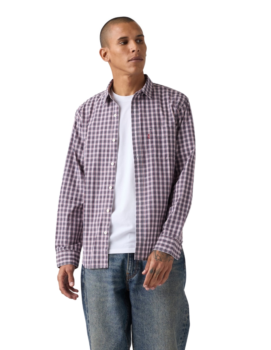 Camisa casual de algodón manga larga para hombre