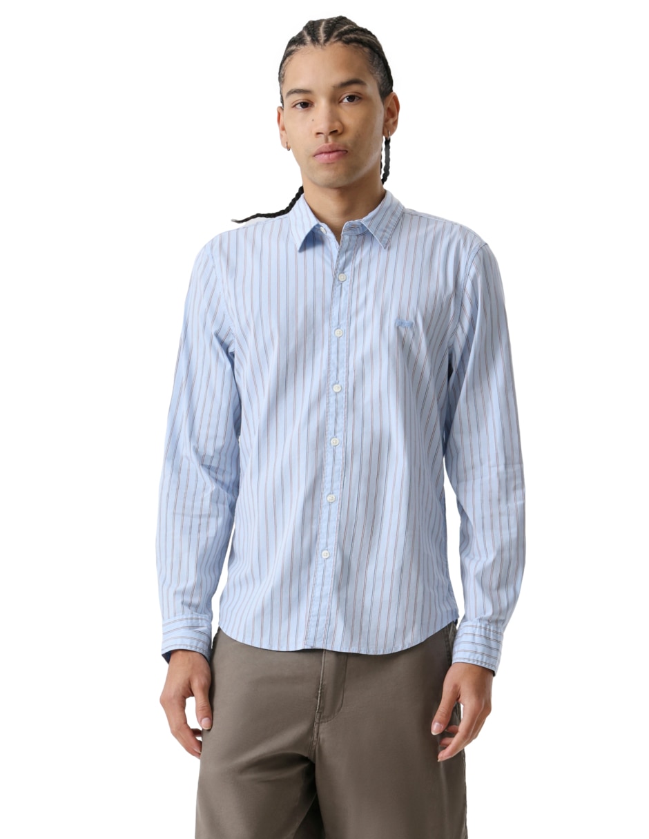 Camisa casual de algodón manga larga para hombre Camisa casual de algodón manga larga para hombre