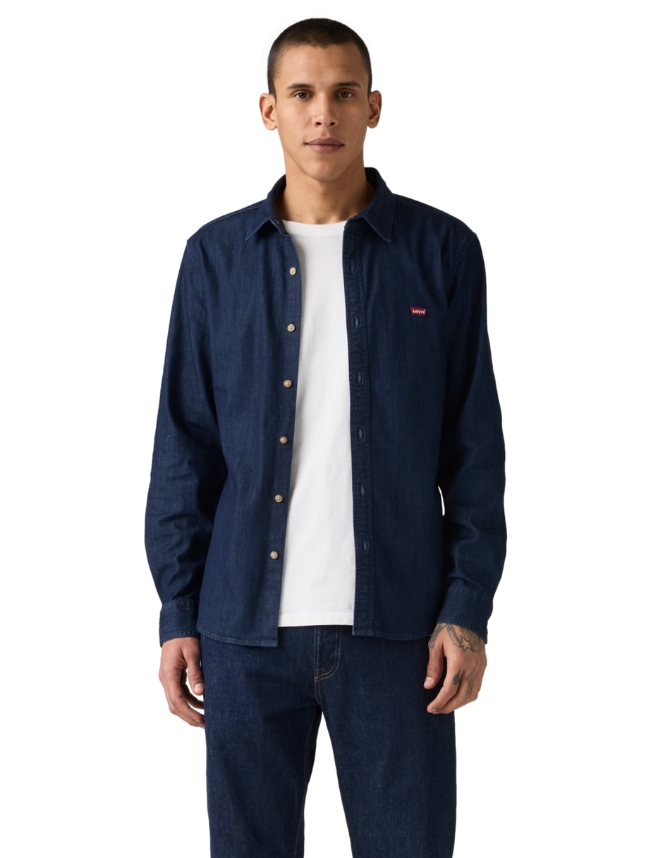 Camisa casual de algodón manga larga para hombre