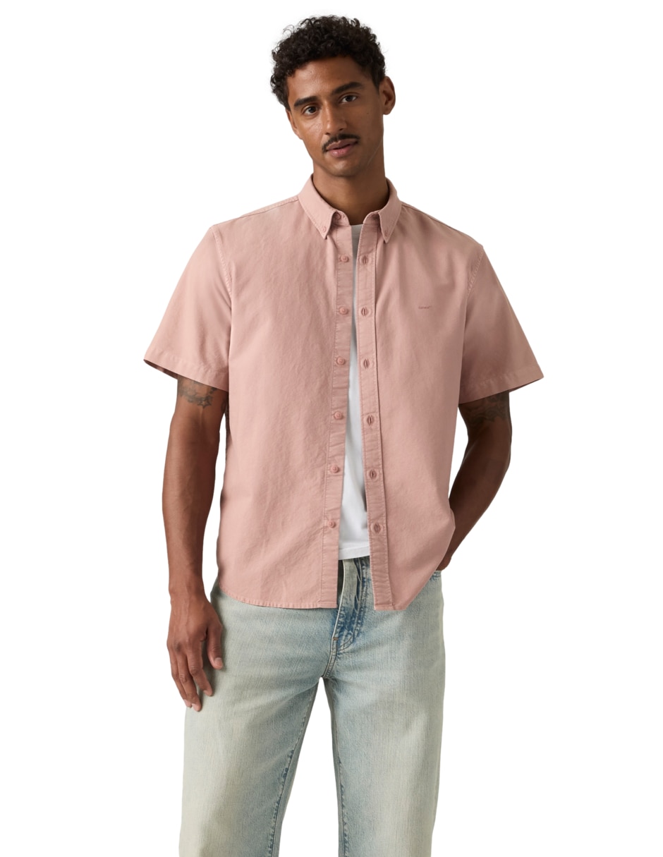Camisa casual de algodón manga corta para hombre